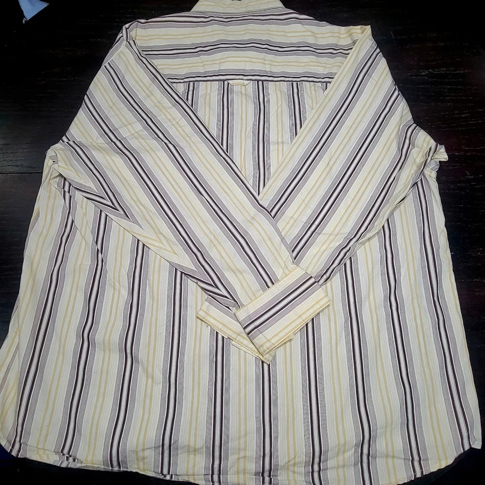 South Pole Authentic Collection Striped Button Up Patches Size XXL Purple Tan